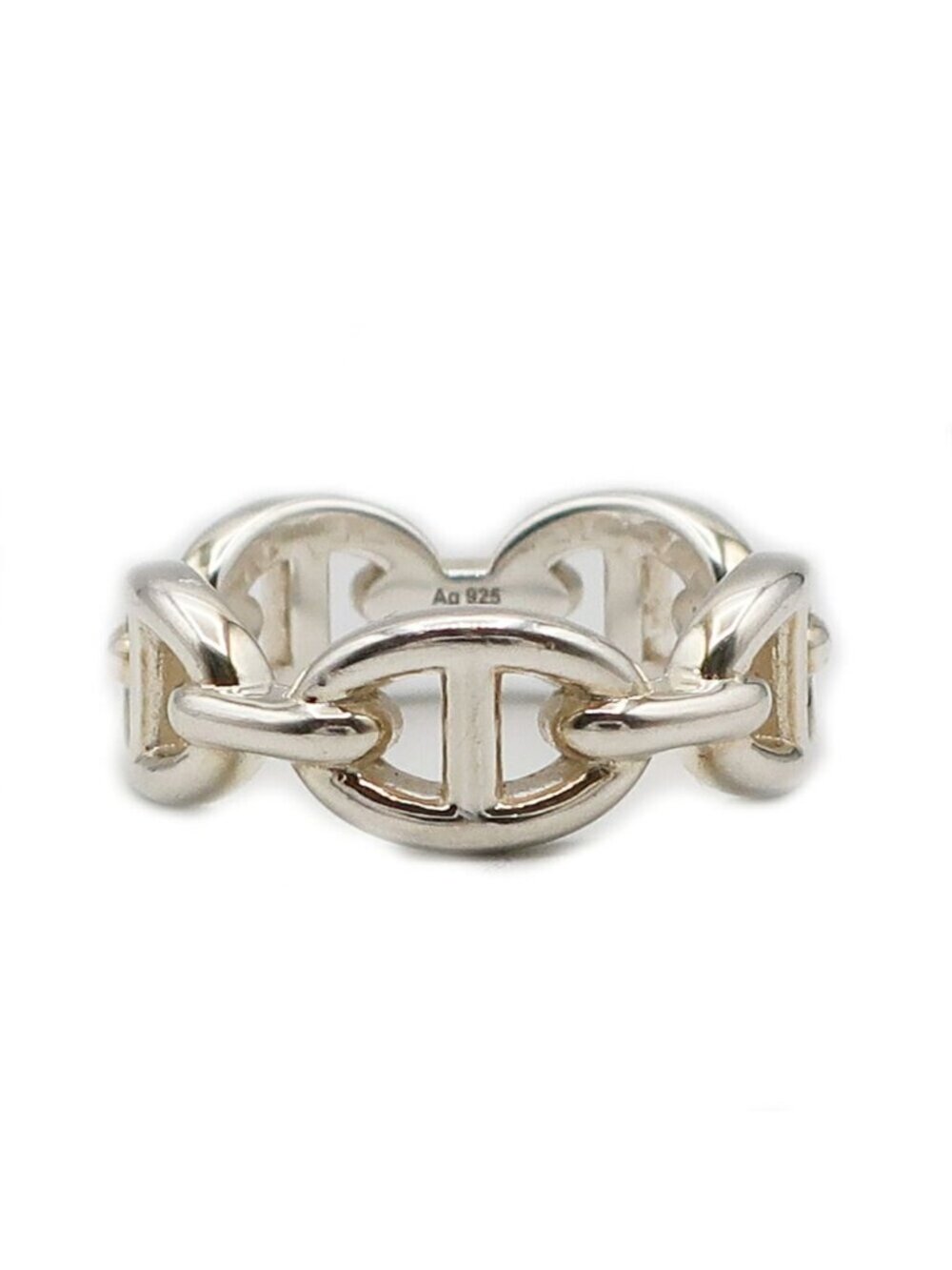 Hermes Chaine D'ancre Enchainee PM Ring 53 Silver